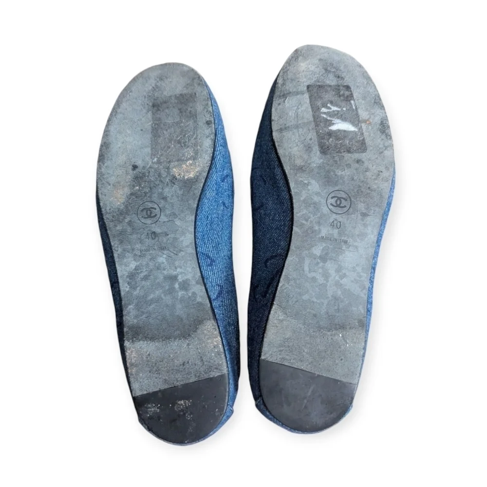 Vintage Y2K Chanel Denim Loafers Rare Designer Luxury Slip-On Shoes Flats Sz 10